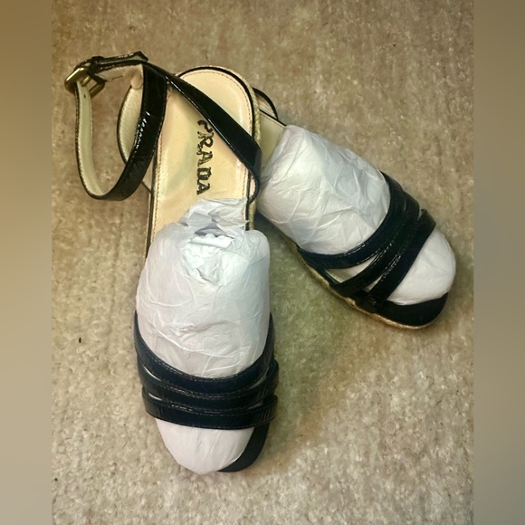 Prada Half Gladiator Black Patent Leather Sandals - Picture 2 of 8